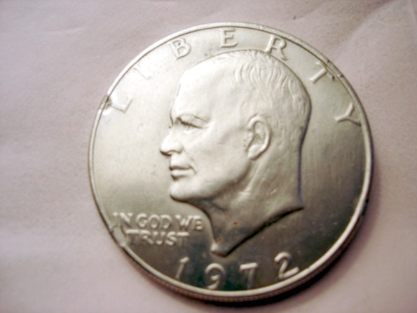 1972-P-Ike-Dollar--Silver-Plated-Only-On-Reverse.